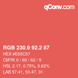 カラーコード: RGB 230.9 92.2 87 | qconv.com