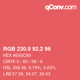 カラーコード: RGB 230.9 92.2 96 | qconv.com