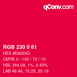Color code: RGB 230 0 61 | qconv.com