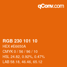 カラーコード: RGB 230 101 10 | qconv.com