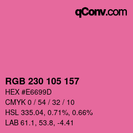 Color code: RGB 230 105 157 | qconv.com