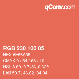 Color code: RGB 230 106 85 | qconv.com