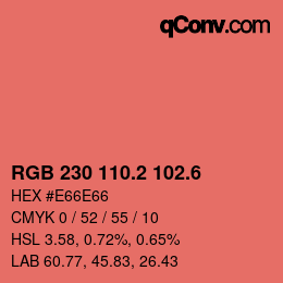 カラーコード: RGB 230 110.2 102.6 | qconv.com