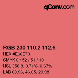 カラーコード: RGB 230 110.2 112.6 | qconv.com