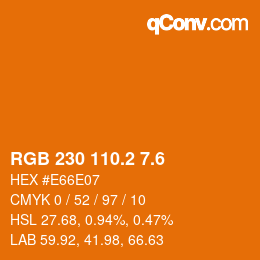 カラーコード: RGB 230 110.2 7.6 | qconv.com