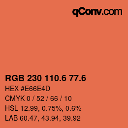 カラーコード: RGB 230 110.6 77.6 | qconv.com