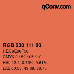Color code: RGB 230 111 80 | qconv.com