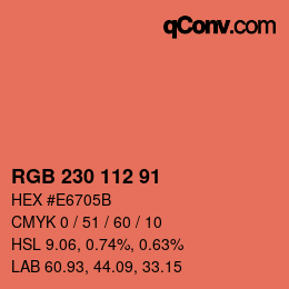 カラーコード: RGB 230 112 91 | qconv.com