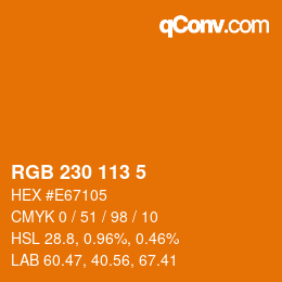 Color code: RGB 230 113 5 | qconv.com