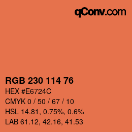 カラーコード: RGB 230 114 76 | qconv.com
