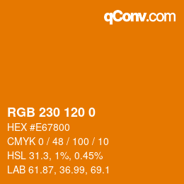 Color code: RGB 230 120 0 | qconv.com