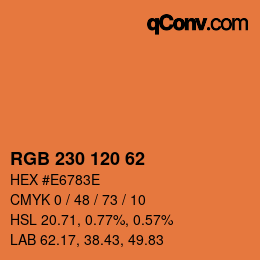 Color code: RGB 230 120 62 | qconv.com