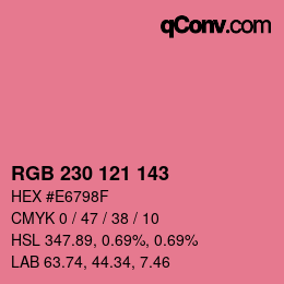 颜色代码: RGB 230 121 143 | qconv.com