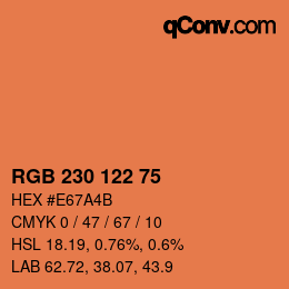 Color code: RGB 230 122 75 | qconv.com