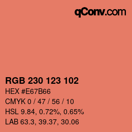 颜色代码: RGB 230 123 102 | qconv.com