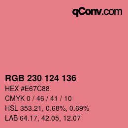 Color code: RGB 230 124 136 | qconv.com