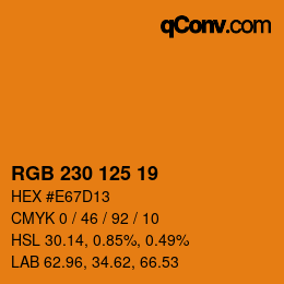 Color code: RGB 230 125 19 | qconv.com