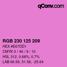 Color code: RGB 230 125 209 | qconv.com
