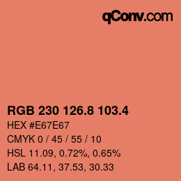 カラーコード: RGB 230 126.8 103.4 | qconv.com