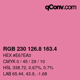 カラーコード: RGB 230 126.8 163.4 | qconv.com