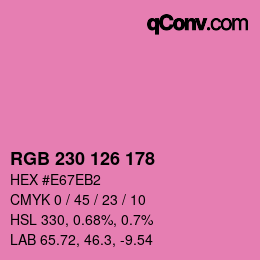 カラーコード: RGB 230 126 178 | qconv.com