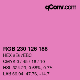 Color code: RGB 230 126 188 | qconv.com