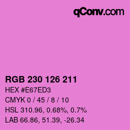 Color code: RGB 230 126 211 | qconv.com