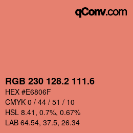 カラーコード: RGB 230 128.2 111.6 | qconv.com