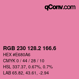 カラーコード: RGB 230 128.2 166.6 | qconv.com