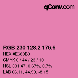 カラーコード: RGB 230 128.2 176.6 | qconv.com