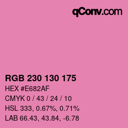 Color code: RGB 230 130 175 | qconv.com