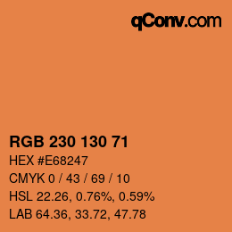 Color code: RGB 230 130 71 | qconv.com