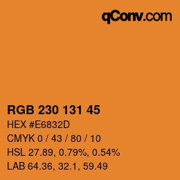 Color code: RGB 230 131 45 | qconv.com