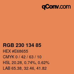 Color code: RGB 230 134 85 | qconv.com