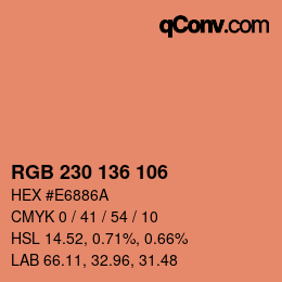 Color code: RGB 230 136 106 | qconv.com