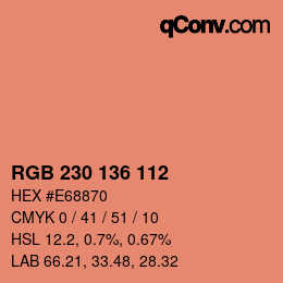 Color code: RGB 230 136 112 | qconv.com