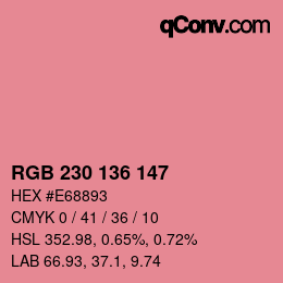 Color code: RGB 230 136 147 | qconv.com