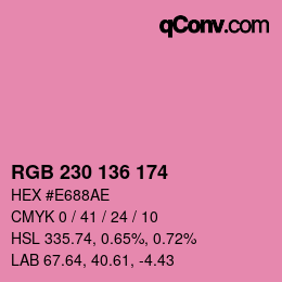 Color code: RGB 230 136 174 | qconv.com