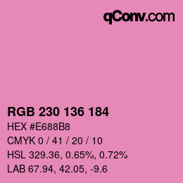 Color code: RGB 230 136 184 | qconv.com