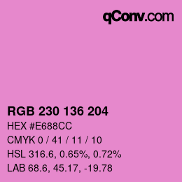 Color code: RGB 230 136 204 | qconv.com