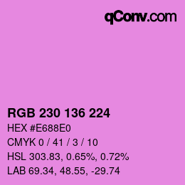 Color code: RGB 230 136 224 | qconv.com