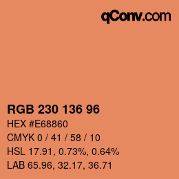Color code: RGB 230 136 96 | qconv.com
