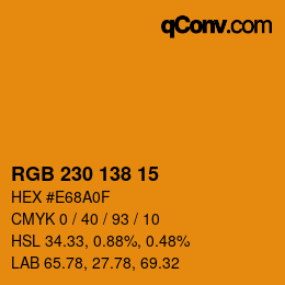Farbcode: RGB 230 138 15 | qconv.com