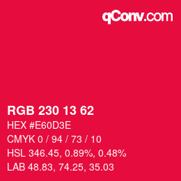 Color code: RGB 230 13 62 | qconv.com