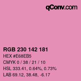 Color code: RGB 230 142 181 | qconv.com