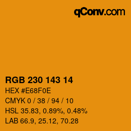 Color code: RGB 230 143 14 | qconv.com