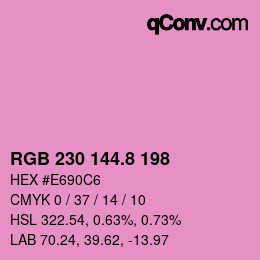 カラーコード: RGB 230 144.8 198 | qconv.com