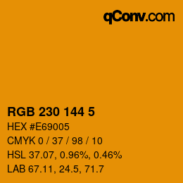 Color code: RGB 230 144 5 | qconv.com