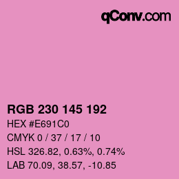 颜色代码: RGB 230 145 192 | qconv.com