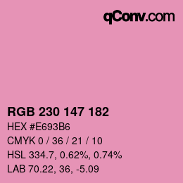 Código de color: RGB 230 147 182 | qconv.com
